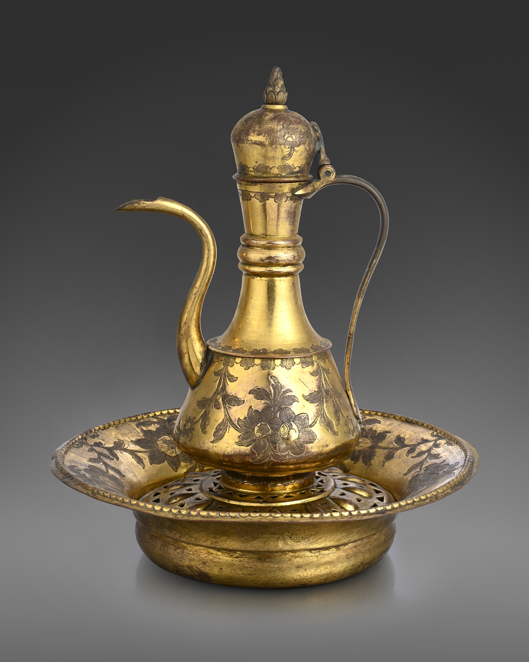Ottoman Tombak (Gilt Copper) Ewer and Basin