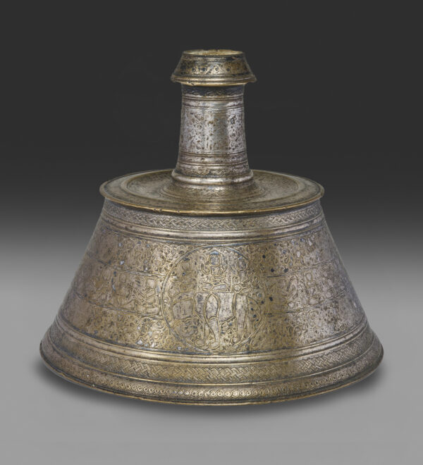 Early Mamluk Silver-Inlaid Brass Candlestick