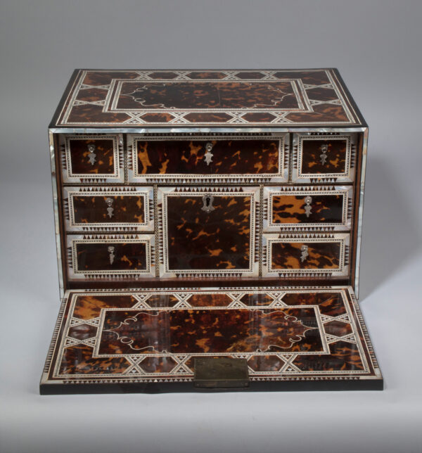 Indo-Portuguese Tortoisshell, Mother Of Pearl Inlaid Table Cabinet - Open