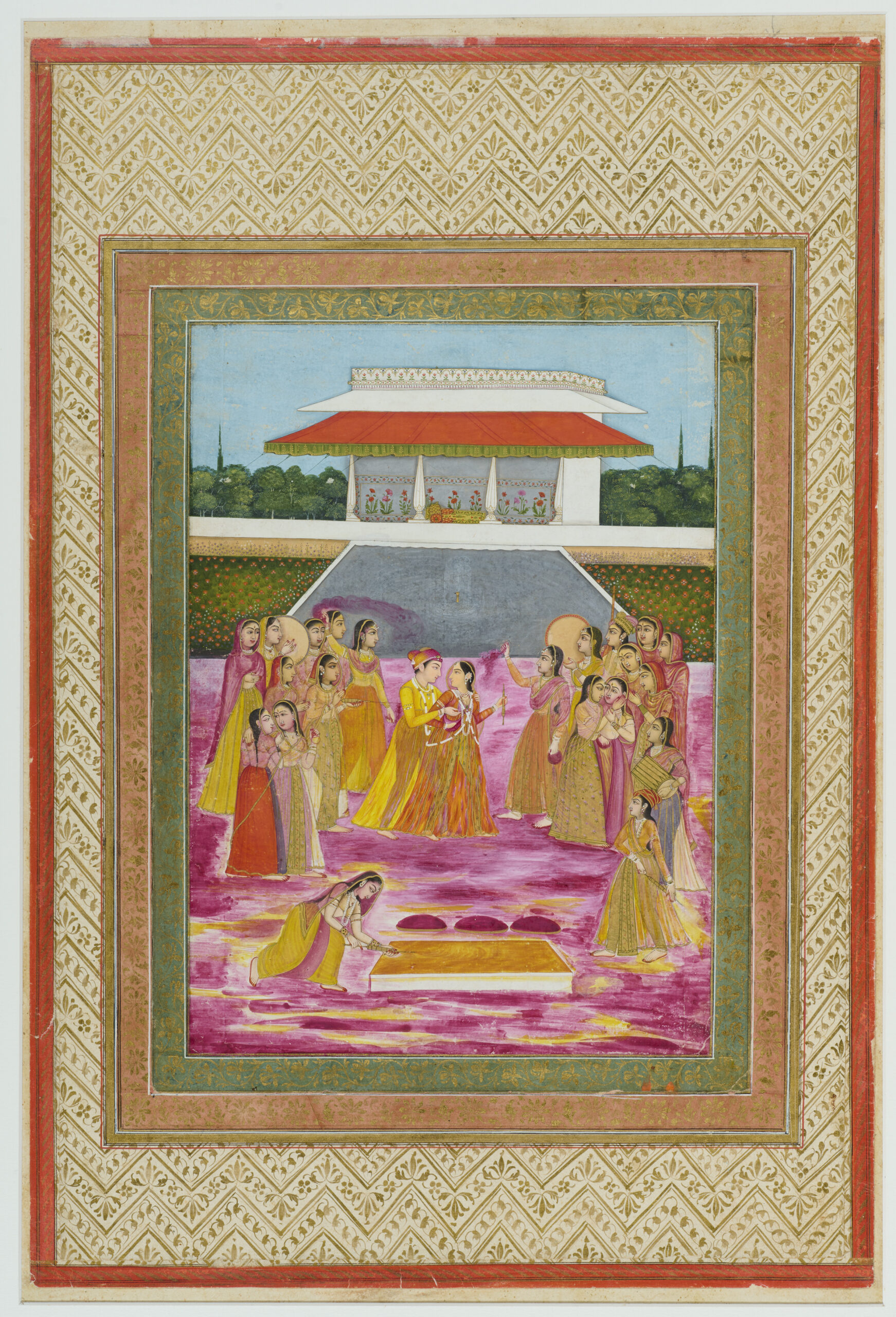 PRINCE AND PRINCESS CELEBRATING HOLI - Kent Antiques